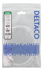 DELTACO laitekaapeli, U/FTP, Cat6, ohut, 1,5m, 500MHz, LSZH, valkoinen