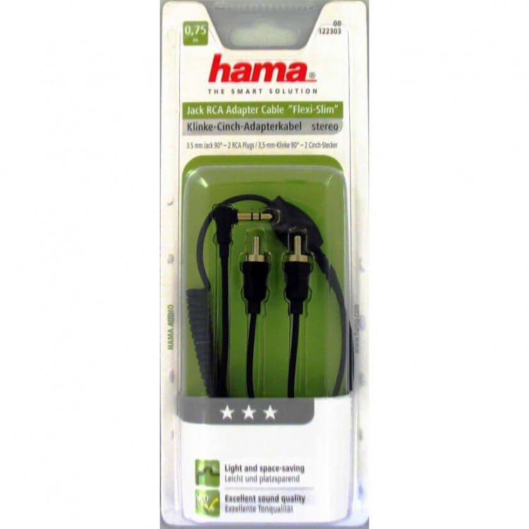 Hama Johto Audio 3.5mm-2xRCA Kulmassa Kelattu 0.75m Kulta/Musta Hama Johto Audio 3.5mm-2xRCA Kulmassa Kelattu 0.75m Kulta/Musta