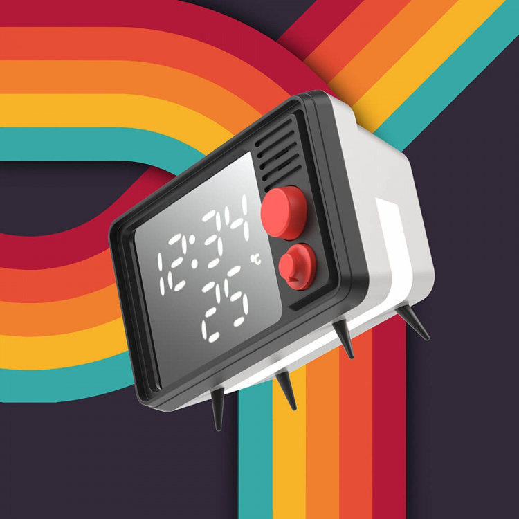 Mobility On Board MOB Kaiutin Herätyskello Valolla TV Retro Harmaa Mobility On Board MOB Kaiutin Herätyskello Valolla TV Retro Harmaa