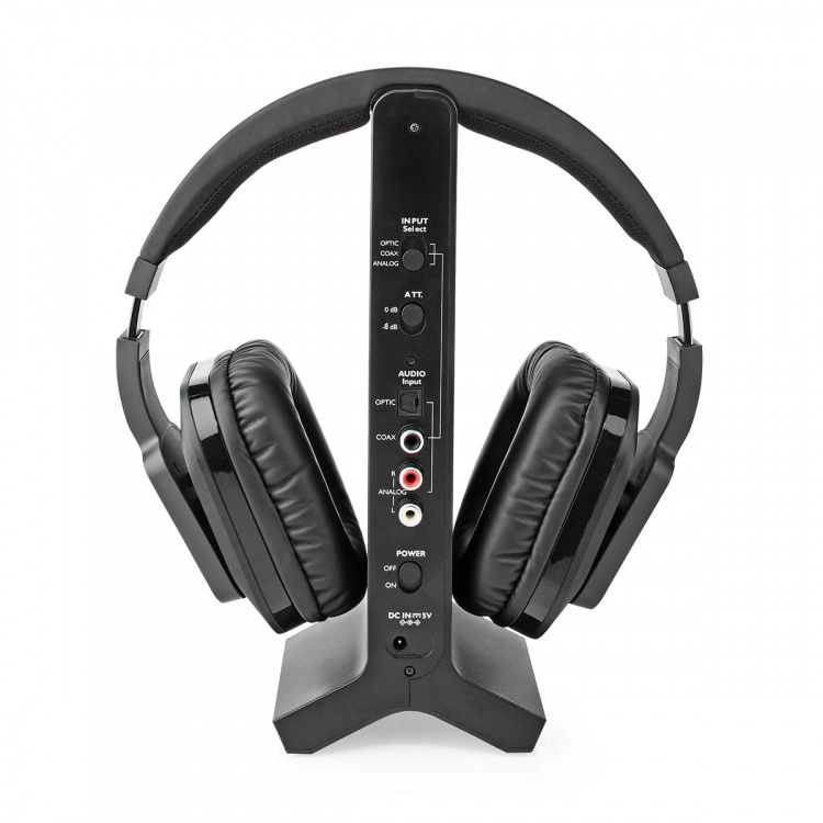 Nedis Langattomat TV-kuulokkeet | Wi-Fi | Over-Ear-kuulokkeet | Suurin akun toistoaika: 8 tuntia | 25 m | Digitaalinen Audio | Lataustelakka | Musta