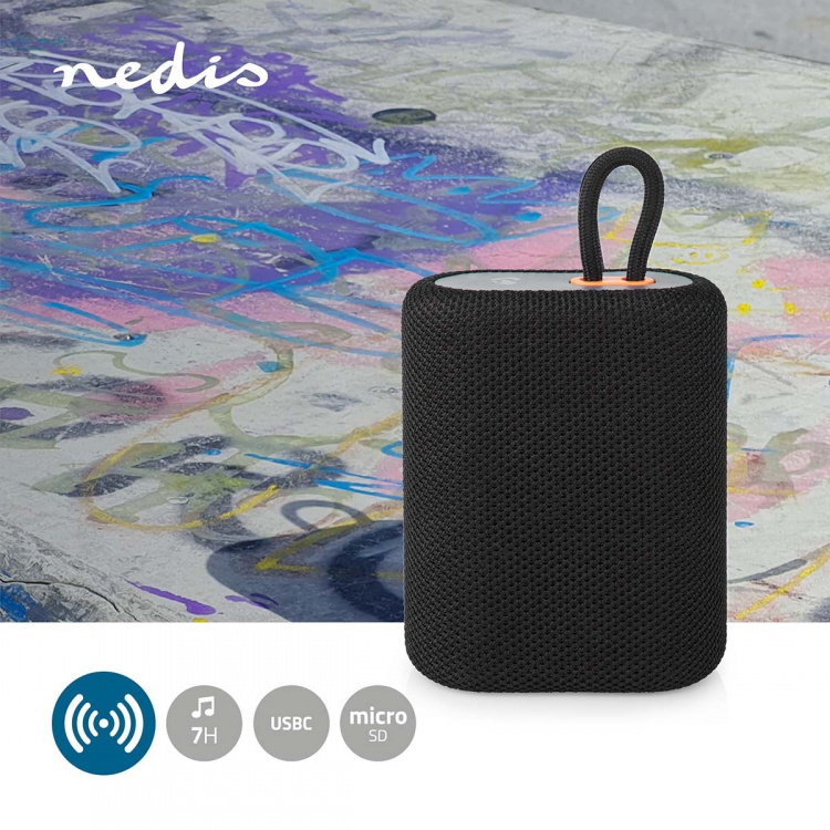 Nedis Bluetooth® Kaiutin | Suurin akun toistoaika: 7 tuntia | Kannettava muotoilu | 7 W | Mono | Sisäänrakennettu mikrofoni | Linkitettävä | Musta Nedis Bluetooth® Kaiutin | Suurin akun toistoaika: 7 tuntia | Kannettava muotoilu | 7 W | Mono | Sisäänrakennettu mikrofoni | Linkitettävä | Musta