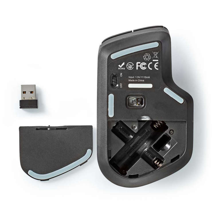 Nedis Hiiri | Langaton | 800 / 1200 / 1600 dpi | Säädettävä DPI | Painikkeiden lukumäärä: 6 | Oikeakätinen