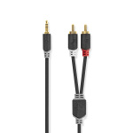 Nedis Stereoäänikaapeli | 3.5 mm uros | 2x RCA uros | Kullattu | 5.00 m | Pyöreä | Antrasiitti | Laatikko Nedis Stereoäänikaapeli | 3.5 mm uros | 2x RCA uros | Kullattu | 5.00 m | Pyöreä | Antrasiitti | Laatikko
