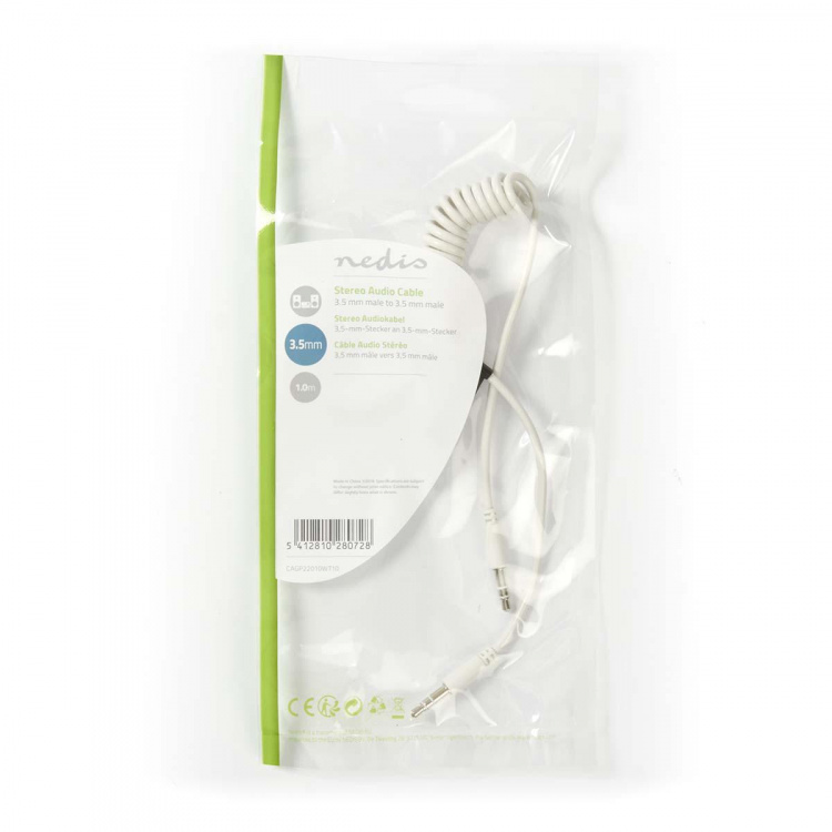 Nedis Stereoäänikaapeli | 3.5 mm uros | 3.5 mm uros | Niklattu | 1.00 m | Pyöreä | Valkoinen Nedis Stereoäänikaapeli | 3.5 mm uros | 3.5 mm uros | Niklattu | 1.00 m | Pyöreä | Valkoinen