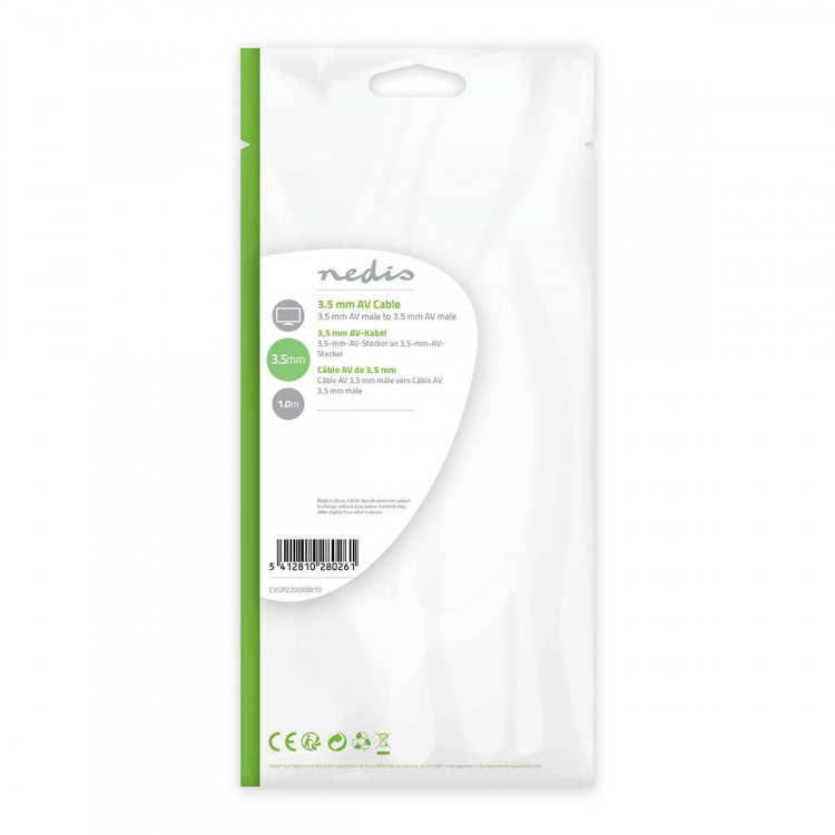 Nedis AV-kaapeli | 3.5 mm uros | 3.5 mm uros | Niklattu | 1.00 m | Pyöreä | PVC | Musta