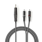 Nedis Stereoäänikaapeli | 3.5 mm uros | 2x RCA uros | Niklattu | 3.00 m | Pyöreä | Tummanharmaa | Pahvikotelo Nedis Stereoäänikaapeli | 3.5 mm uros | 2x RCA uros | Niklattu | 3.00 m | Pyöreä | Tummanharmaa | Pahvikotelo