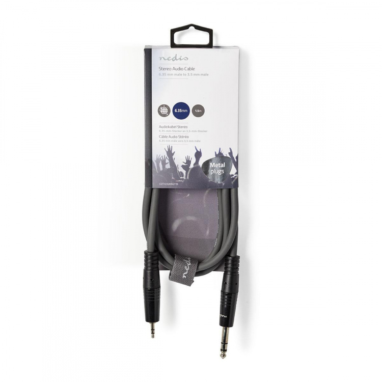 Nedis Stereoäänikaapeli | 6.35 mm uros | 3.5 mm uros | Niklattu | 1.50 m | Pyöreä | Tummanharmaa | Pahvikotelo Nedis Stereoäänikaapeli | 6.35 mm uros | 3.5 mm uros | Niklattu | 1.50 m | Pyöreä | Tummanharmaa | Pahvikotelo
