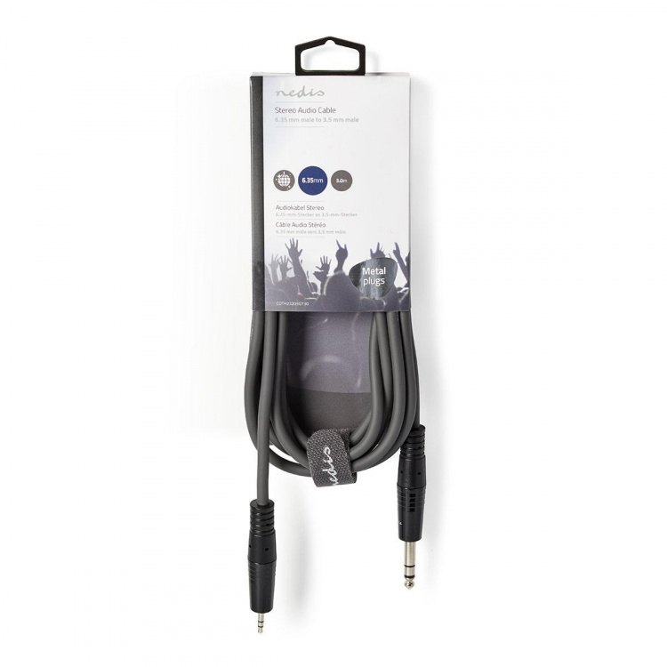 Nedis Stereoäänikaapeli | 6.35 mm uros | 3.5 mm uros | Niklattu | 3.00 m | Pyöreä | Tummanharmaa | Pahvikotelo