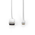 Nedis Mini DisplayPort kaapeli | DisplayPort 1.4 | Mini DisplayPort Uros | DisplayPort uros | 48 Gbps | Niklattu | 2.00 m | Pyöreä | PVC | Valkoinen | Blister