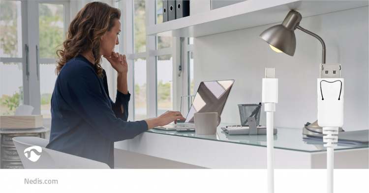 Nedis Mini DisplayPort kaapeli | DisplayPort 1.4 | Mini DisplayPort Uros | DisplayPort uros | 48 Gbps | Niklattu | 2.00 m | Pyöreä | PVC | Valkoinen | Blister