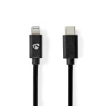 Nedis Lightning Kaapeli | USB 2.0 | Apple Lightning 8-Pin | USB-C™ Uros | 480 Mbps | Niklattu | 2.00 m | Pyöreä | PVC | Musta | Kirjekuori