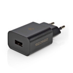 Nedis Seinälaturi | 12 W | Pikalataus-toiminto | 1x 2.4 A A | Lähtöliitäntöjen määrä: 1 | USB-A | Kaapeli ei sisälly | Single Voltage Output | Musta