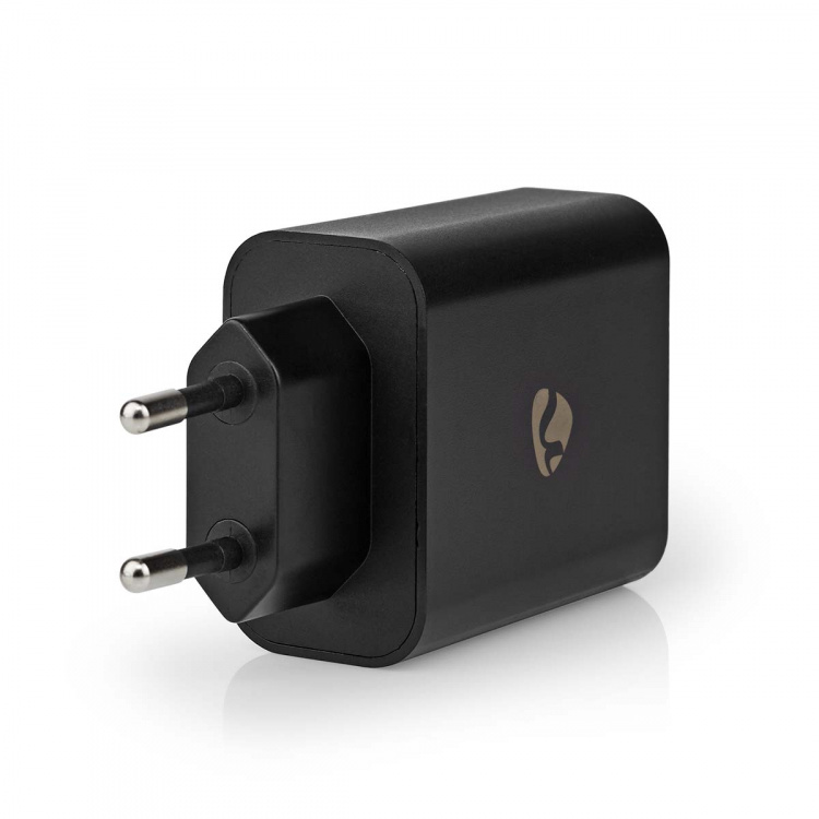 Nedis Seinälaturi | 65 W | Pikalataus-toiminto | 2.0 / 2.25 A / 3.25 A A | Lähtöliitäntöjen määrä: 2 | USB-A / USB-C™ | Automaattinen Jännitteen Valinta | Musta