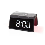 Nedis Herätyskello langattomalla latauksella | Qi-sertifioitu | 5 / 7.5 / 10 / 15 W | USB-A Uros | Yövalo | 2 Hälytysaikojen | Torkkutoiminto