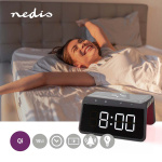 Nedis Herätyskello langattomalla latauksella | Qi-sertifioitu | 5 / 7.5 / 10 / 15 W | USB-A Uros | Yövalo | 2 Hälytysaikojen | Torkkutoiminto