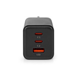 Nedis Seinälaturi | 65 W | GaN | PD3.0 18W / PD3.0 20W / PD3.0 27W / PD3.0 36W / PD3.0 45W / PD3.0 60W / PD3.0 65W / QC3.0 | Pikalataus-toiminto | 3.0 / 3.25 A A | Lähtöliitäntöjen määrä: 3 | USB-A / 2x USB-C™ | Automaattinen Jännitteen Valinta | Musta Nedis Seinälaturi | 65 W | GaN | PD3.0 18W / PD3.0 20W / PD3.0 27W / PD3.0 36W / PD3.0 45W / PD3.0 60W / PD3.0 65W / QC3.0 | Pikalataus-toiminto | 3.0 / 3.25 A A | Lähtöliitäntöjen määrä: 3 | USB-A / 2x USB-C™ | Automaattinen Jännitteen Valinta | Musta
