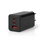 Nedis Seinälaturi | 65 W | GaN | PD3.0 18W / PD3.0 20W / PD3.0 27W / PD3.0 36W / PD3.0 45W / PD3.0 60W / PD3.0 65W / QC3.0 | Pikalataus-toiminto | 3.0 / 3.25 A A | Lähtöliitäntöjen määrä: 3 | USB-A / 2x USB-C™ | Automaattinen Jännitteen Valinta | Musta Nedis Seinälaturi | 65 W | GaN | PD3.0 18W / PD3.0 20W / PD3.0 27W / PD3.0 36W / PD3.0 45W / PD3.0 60W / PD3.0 65W / QC3.0 | Pikalataus-toiminto | 3.0 / 3.25 A A | Lähtöliitäntöjen määrä: 3 | USB-A / 2x USB-C™ | Automaattinen Jännitteen Valinta | Musta