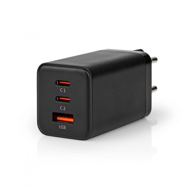 Nedis Seinälaturi | 65 W | GaN | PD3.0 18W / PD3.0 20W / PD3.0 27W / PD3.0 36W / PD3.0 45W / PD3.0 60W / PD3.0 65W / QC3.0 | Pikalataus-toiminto | 3.0 / 3.25 A A | Lähtöliitäntöjen määrä: 3 | USB-A / 2x USB-C™ | Automaattinen Jännitteen Valinta | Musta Nedis Seinälaturi | 65 W | GaN | PD3.0 18W / PD3.0 20W / PD3.0 27W / PD3.0 36W / PD3.0 45W / PD3.0 60W / PD3.0 65W / QC3.0 | Pikalataus-toiminto | 3.0 / 3.25 A A | Lähtöliitäntöjen määrä: 3 | USB-A / 2x USB-C™ | Automaattinen Jännitteen Valinta | Musta