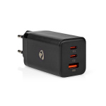 Nedis Seinälaturi | 65 W | GaN | PD3.0 18W / PD3.0 20W / PD3.0 27W / PD3.0 36W / PD3.0 45W / PD3.0 60W / PD3.0 65W / QC3.0 | Pikalataus-toiminto | 3.0 / 3.25 A A | Lähtöliitäntöjen määrä: 3 | USB-A / 2x USB-C™ | Automaattinen Jännitteen Valinta | Musta Nedis Seinälaturi | 65 W | GaN | PD3.0 18W / PD3.0 20W / PD3.0 27W / PD3.0 36W / PD3.0 45W / PD3.0 60W / PD3.0 65W / QC3.0 | Pikalataus-toiminto | 3.0 / 3.25 A A | Lähtöliitäntöjen määrä: 3 | USB-A / 2x USB-C™ | Automaattinen Jännitteen Valinta | Musta