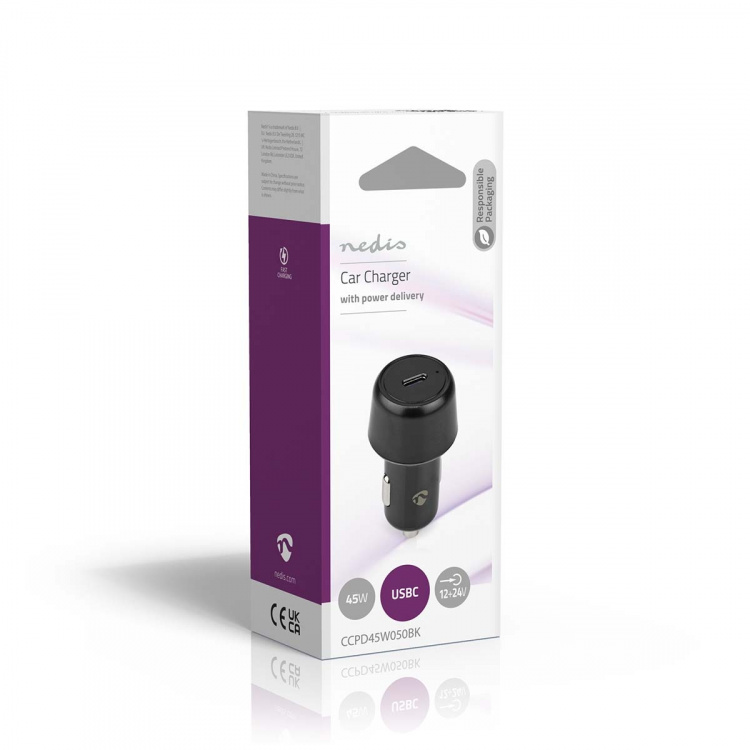 Nedis Autolaturi | 45 W | 3.0 A | Lähtöliitäntöjen määrä: 1 | Portin tyyppi: USB-C™ | Automaattinen Jännitteen Valinta Nedis Autolaturi | 45 W | 3.0 A | Lähtöliitäntöjen määrä: 1 | Portin tyyppi: USB-C™ | Automaattinen Jännitteen Valinta
