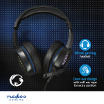 Nedis Peliheadset | Over-Ear-kuulokkeet | Surround | USB Type-A | Kokoontaitettava Mikrofoni | 2.10 m | LED Nedis Peliheadset | Over-Ear-kuulokkeet | Surround | USB Type-A | Kokoontaitettava Mikrofoni | 2.10 m | LED