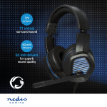 Nedis Peliheadset | Over-Ear-kuulokkeet | Surround | USB Type-A | Kokoontaitettava Mikrofoni | 2.10 m | LED Nedis Peliheadset | Over-Ear-kuulokkeet | Surround | USB Type-A | Kokoontaitettava Mikrofoni | 2.10 m | LED
