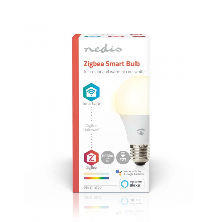 Nedis SmartLife RGB Lamppu | E27 | 806 lm | 9 W | Lämpimästä kylmään valkoiseen / RGB | 2200 - 6500 K | Android™ / IOS | polttimo | 1 kpl