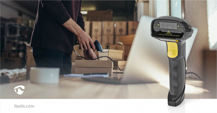 Nedis Viivakoodinlukija | Laser | Langallinen | 1D lineaarinen | USB Virta | USB 2.0