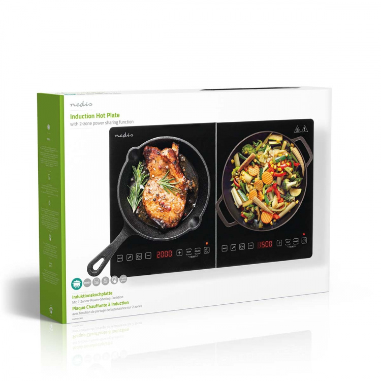 Nedis Induktiotaso | Keittoalueet: 2 | 3500 W | Ylikuumenemissuoja | Musta | Ajastin | Turbo-toiminta | Lapsilukko Nedis Induktiotaso | Keittoalueet: 2 | 3500 W | Ylikuumenemissuoja | Musta | Ajastin | Turbo-toiminta | Lapsilukko