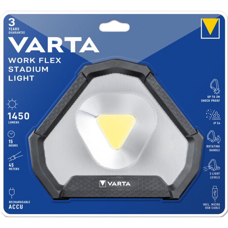 Varta Work Flex Stadium Light Arbetsbelysning uppladdningsbar IP54 1450 lm Varta Work Flex Stadium Light Arbetsbelysning uppladdningsbar IP54 1450 lm
