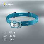 Varta Outdoor Sports H10 Pro Pannlampa 100 lm Blå