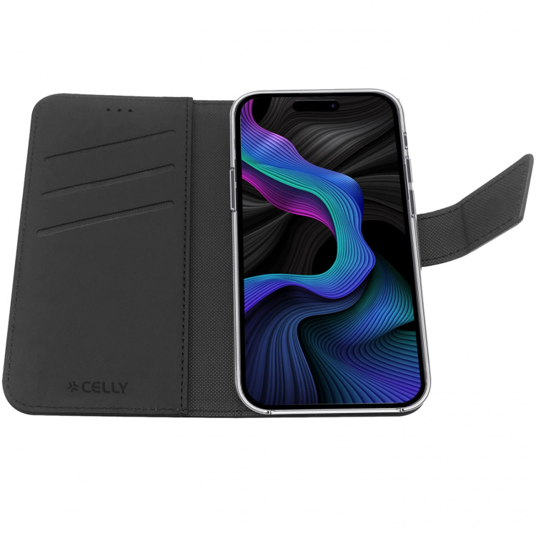 Celly Wally Wallet Case iPhone 15 Svart Celly Wally Wallet Case iPhone 15 Svart