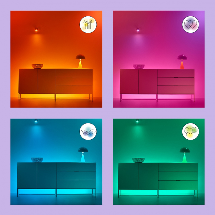 WiZ älylamppu, E27, A60, RGB, Wi-Fi, 2200-6500 K, 470 lm, kirkas, 1 kpl WiZ älylamppu, E27, A60, RGB, Wi-Fi, 2200-6500 K, 470 lm, kirkas, 1 kpl