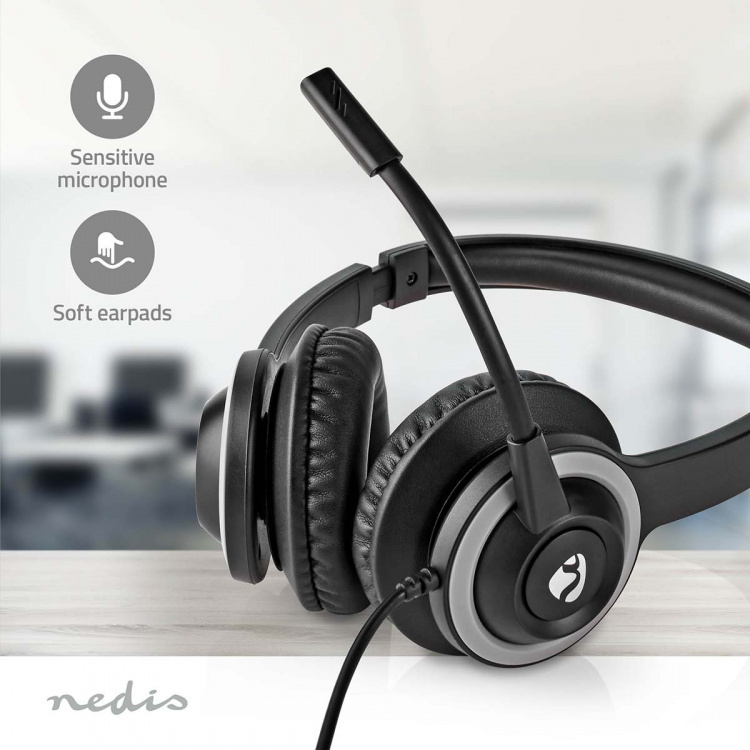 Nedis PC-headset | On-Ear-Kuulokkeet | Stereo | USB Type-A / USB Type-C™ | Kokoontaitettava Mikrofoni | Musta Nedis PC-headset | On-Ear-Kuulokkeet | Stereo | USB Type-A / USB Type-C™ | Kokoontaitettava Mikrofoni | Musta