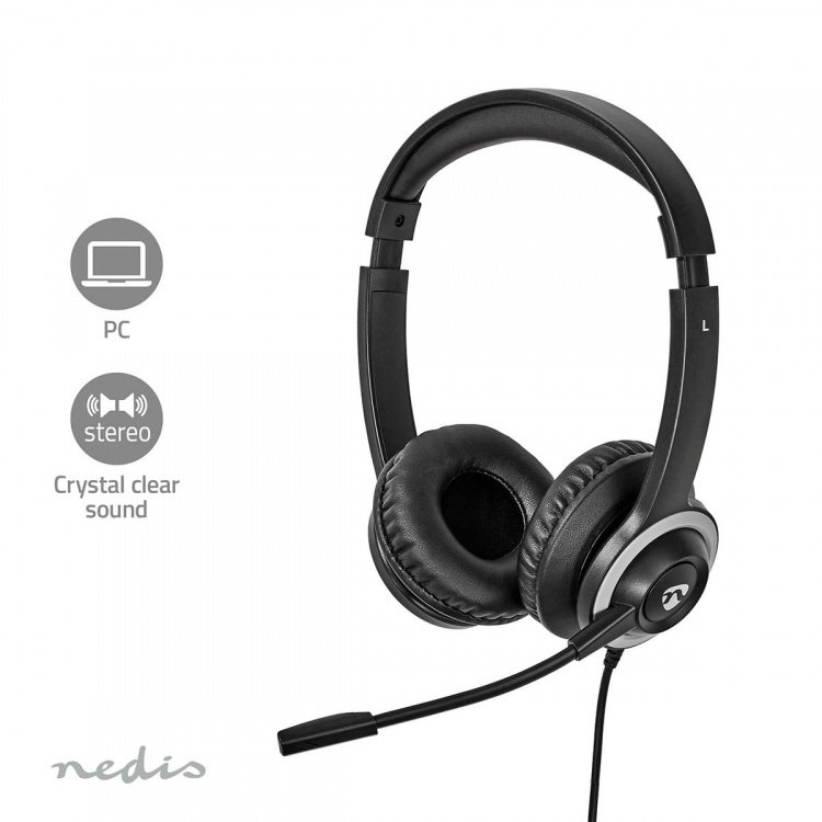 Nedis PC-headset | On-Ear-Kuulokkeet | Stereo | USB Type-A / USB Type-C™ | Kokoontaitettava Mikrofoni | Musta Nedis PC-headset | On-Ear-Kuulokkeet | Stereo | USB Type-A / USB Type-C™ | Kokoontaitettava Mikrofoni | Musta