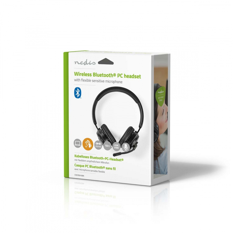 Nedis PC-headset | On-Ear-Kuulokkeet | Stereo | Bluetooth | Kokoontaitettava Mikrofoni | Musta Nedis PC-headset | On-Ear-Kuulokkeet | Stereo | Bluetooth | Kokoontaitettava Mikrofoni | Musta