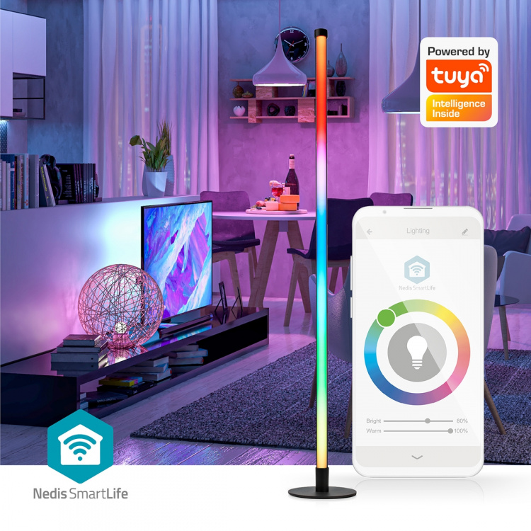 Nedis SmartLife-tunnelmalamppu | Wi-Fi | Tube | 180 lm | Lämpimästä kylmään valkoiseen / RGBIC | 2700 - 6500 K | 10 W | Metalli / Silikoni | 1 kpl