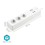 Nedis SmartLife Jatkojohto | 3x Maadoitettu virtaliitin (CEE 7/3) / 4 x USB | 16 A | 3680 W | 1.80 m | -10 - 40 °C | Android™ / IOS | Valkoinen