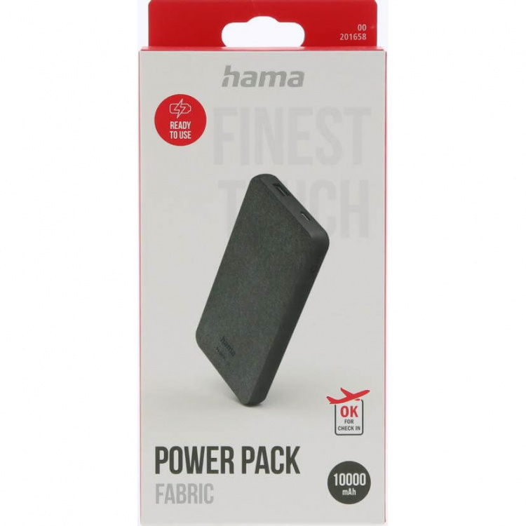 HAMA Powerbank Fabric 10000mAh Grey