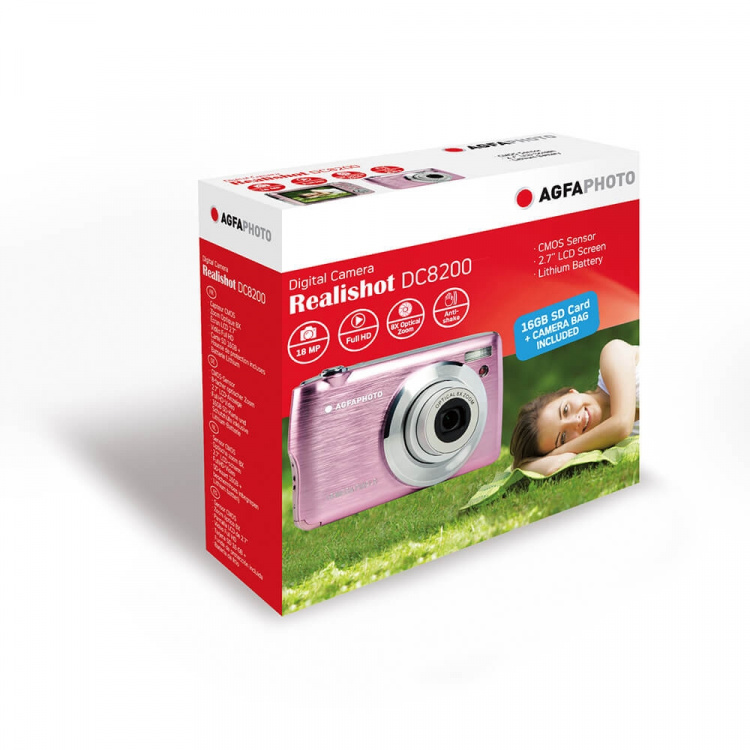 Agfa PHOTO Digital Camera DC8200 CMOS 8x 18MP Pink Agfa PHOTO Digital Camera DC8200 CMOS 8x 18MP Pink