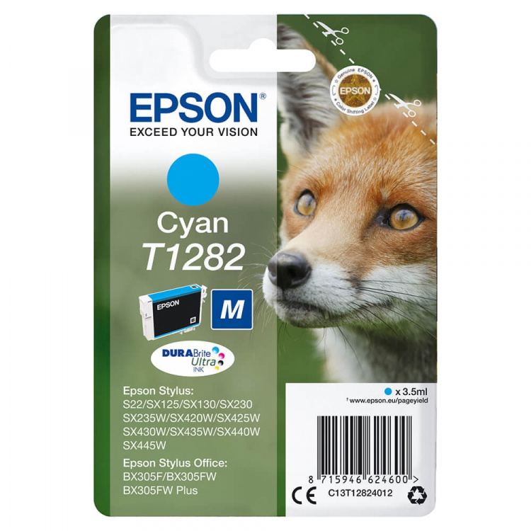 Epson Musteet C13T12824012 T1282 Cyan Fox Epson Musteet C13T12824012 T1282 Cyan Fox