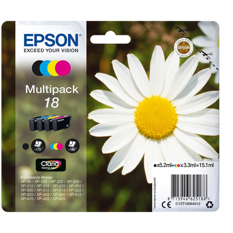 EPSON Musteet C13T18064012 18 Multipack Daisy