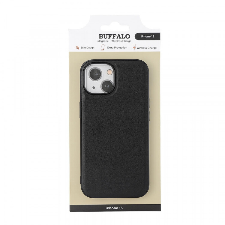 Buffalo Back cover PU MagSeries iPhone 15 Black Buffalo Back cover PU MagSeries iPhone 15 Black