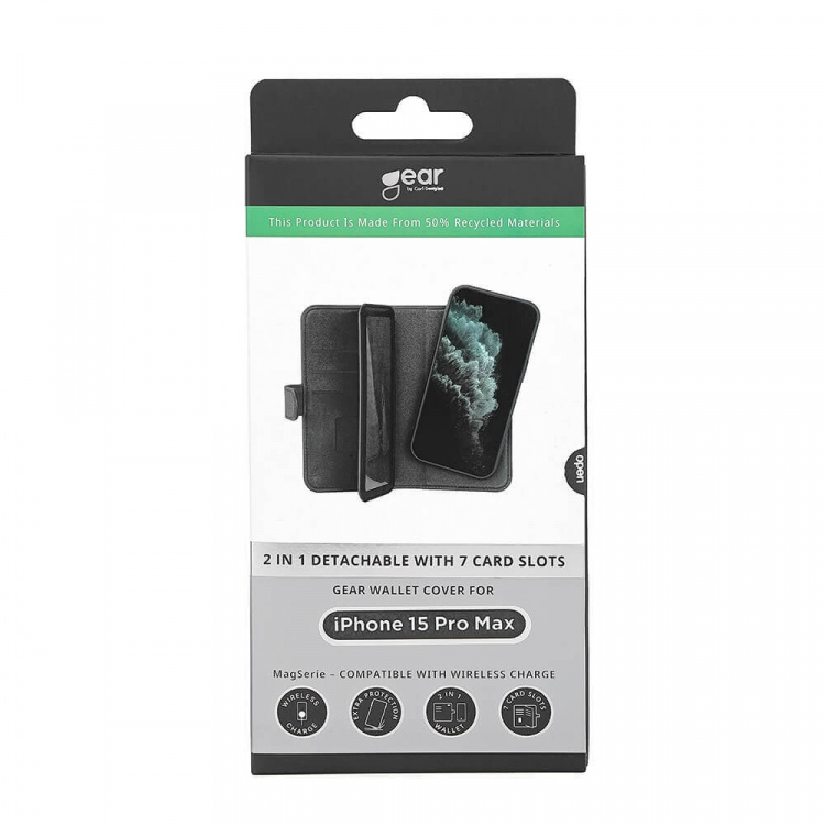 GEAR 2in1 7 card Recycled MagSerie iPhone 15 Pro Max Black GEAR 2in1 7 card Recycled MagSerie iPhone 15 Pro Max Black