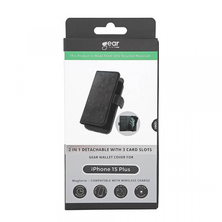 GEAR 2in1 3 card Recycled MagSerie iPhone 15 Plus Black