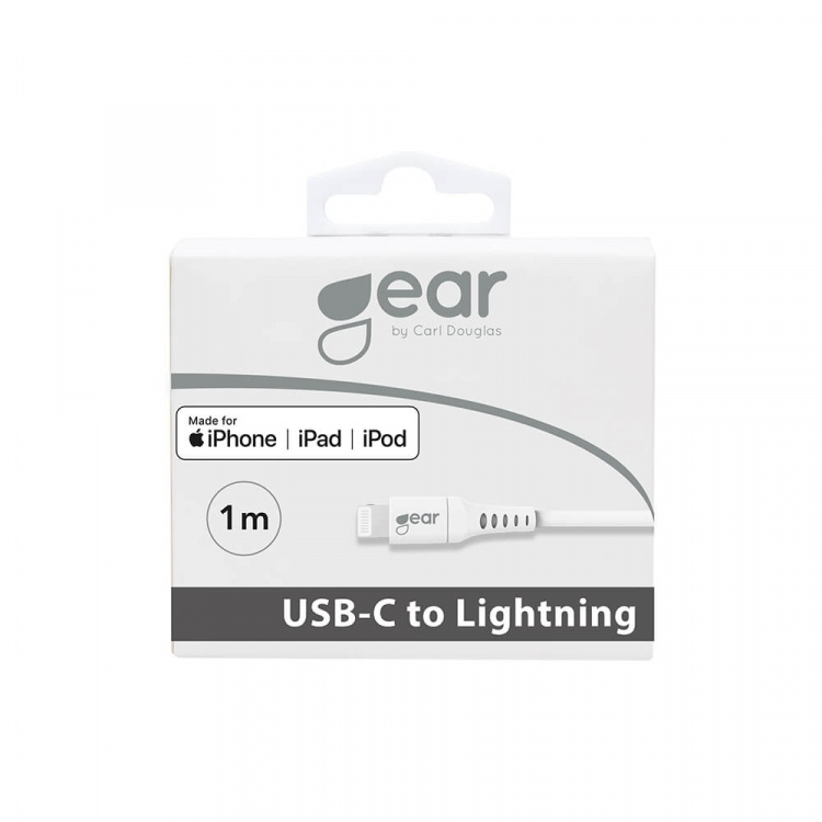 Gear Latausjohto USB-C till Lightning 1m Valkoinen MFI C94