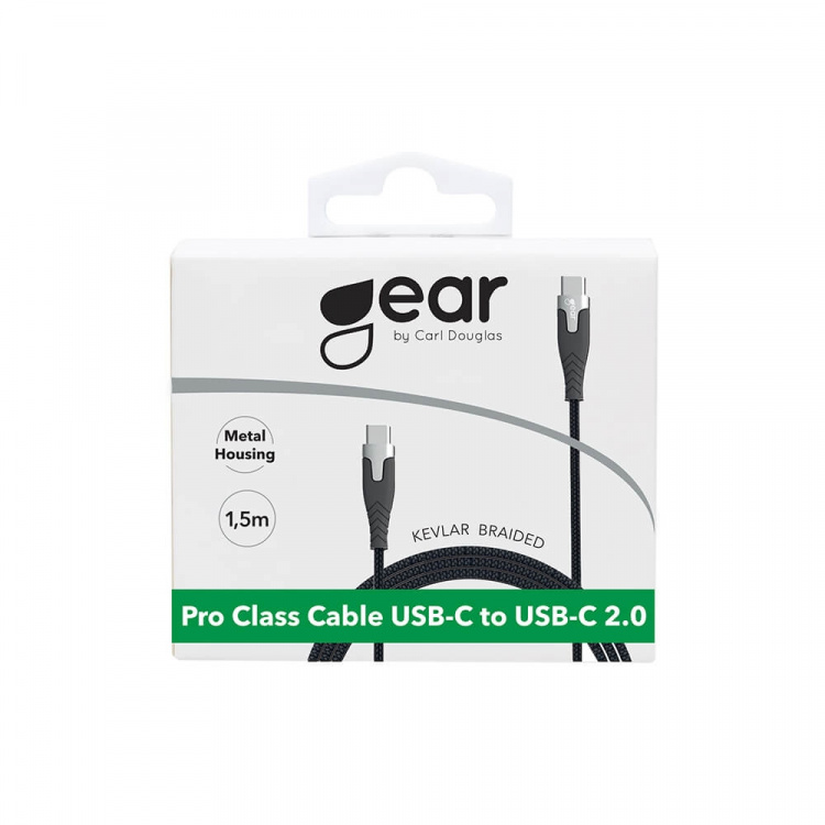 Gear Latausjohto PRO USB-C USB-C 2.0 1.5m Musta Kevlar johto Metalliliitin