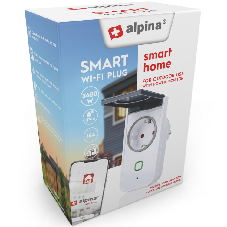 Alpina WiFi Outdoor Smart Plug 3680W + energiamittaus