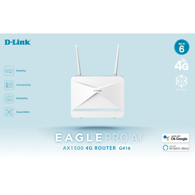 D-Link Eagle Pro AI AX1500 Wifi 6 4G+ Smart Router D-Link Eagle Pro AI AX1500 Wifi 6 4G+ Smart Router
