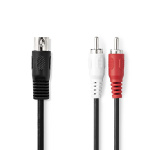 Nedis DIN Audiokaapeli | DIN 5-Pin uros | 2x RCA uros | Niklattu | 1.00 m | Pyöreä | PVC | Musta | Label Nedis DIN Audiokaapeli | DIN 5-Pin uros | 2x RCA uros | Niklattu | 1.00 m | Pyöreä | PVC | Musta | Label